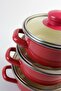 3-Piece Luxury Enamel Mini Cookware Set Red 12/14/16cm - 2