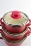 3-Piece Luxury Enamel Mini Cookware Set Red 12/14/16cm - 3