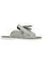 Women's Vegan Leather Beige Slippers - Fly with Your Own Wings Design - 5