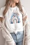 Blue Rainbow White Black Basic Women's T-Shirt - 100% Cotton - 3