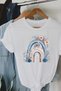 Blue Rainbow White Black Basic Women's T-Shirt - 100% Cotton - 8