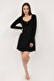 Women's Black Corset Design Gathered Knitted Mini Dress - 6