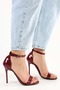 Women's Lina Claret Red Patent Leather Single Strap Heeled Shoes - 4