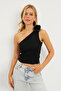 Women's Black Knitwear Blouse with Rose Accessories ET02 - 3