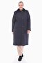 Women's Large Size Hooded 120 Cm Navy Blue Quilted Coat 1020