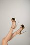 Haze Stone Detailed Ankle Strap Gold 15 cm Women's Classic Platform Heeled Shoes - 5