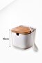 Porcelain Countertop Salt Shaker with Spoon 450ml Spice Rack - 3