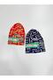 2 Pieces Baby Boy Hat / Hat with Writing / Baby Hat-Beret / Combed Cotton Hat 2 Pieces - 2
