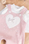 Heart Patterned Bow Baby Girl Jumpsuit Salopet Set - 4