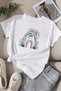 Blue Rainbow White Black Basic Women's T-Shirt - 100% Cotton - 7