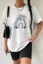 Blue Rainbow White Black Basic Women's T-Shirt - 100% Cotton - 6