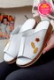 White Flower Detailed Low Sole Women's Daily Slippers