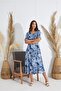 Women's Short Sleeve Long Navy Blue Dress C9T4N5O51