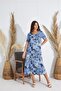 Women's Short Sleeve Long Navy Blue Dress C9T4N5O51 - 3