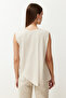 Taş More Sustainable %100 Pamuk Etek Ucu Asimetrik Bisiklet Yaka Örme T-Shirt TWOSS24TS00156 - 6