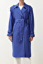 Cobalt Blue Oversize Belted Windbreaker Detail Water Repellent Long Trench Coat Twoss21Tr0005 - 5