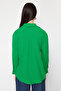 Yeşil Basic Oversize Geniş Kalıp Dokuma Gömlek TWOAW24GO00207 - 6