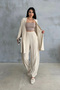 Beige Seersucker Kimono Set - 2