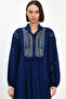 Women's Magnificent Collar Collar and Sleeve Embroidery Detailed Long Viscose Dress - 6