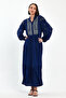 Women's Magnificent Collar Collar and Sleeve Embroidery Detailed Long Viscose Dress - 2