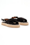 Women's Black Cross-Strapped Ankle Strap Straw Knitwear Sandals - 3