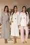 Women's Pink Long Sleeve Cotton Maternity Maternity Dressing Gown Pajama Set Nightgown Set - 2