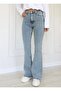 Blue Snow Wash High Waist Lycra Spanish Jean Pants - 3