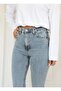 Blue Snow Wash High Waist Lycra Spanish Jean Pants - 5