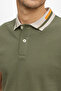 Men's Khaki Slim Fit Slim Fit 100% Cotton Non-Curling Polo Collar T-Shirt - 3