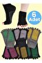 Women's Bamboo Fingerless Non-Slip Sole 6-Piece Yoga Pilates Socks