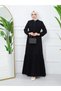 KMKKOMBIN WOMEN'S ELASTIC SLEEVE SKIRT AND BELTED FERACE