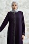 Right Part Stone Embroidered Ferace - Plum - 2