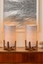 2-Piece Wooden Lampshade Gray Modern Stylish Bedroom Living Room Table Lamp