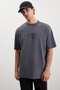 Claston Men's Crew Neck 100% Cotton Gray T-shirt with Print Detail - 4