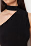 Siyah Choker Yaka Fitted/Vücuda Oturan Esnek Örme Bluz TWOSS24BZ00507 - 5