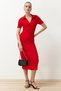 Red Plain Maxi Maxi Knitwear Polo Neck Knitwear Dress Twoss24El00282 - 3