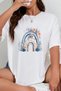 Blue Rainbow White Black Basic Women's T-Shirt - 100% Cotton - 5