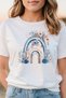Blue Rainbow White Black Basic Women's T-Shirt - 100% Cotton
