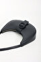 Women's Matte Black Buckle Detailed Hand and Shoulder Bag - 3