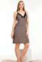 Viscose Cotton Fabric Lady Striped Stylish Nightgown 6528 - 2