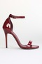 Women's Lina Claret Red Patent Leather Single Strap Heeled Shoes
