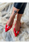 PARİ RED CALF SUEDE RIBBON HEELED SHOES SANDALS - 6