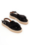 Women's Black Cross-Strapped Ankle Strap Straw Knitwear Sandals - 5