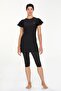 Short Sleeve Lycra Tights Swimsuit Semi Covered Swimsuit 3205 Black - 4