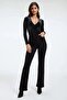 Black High Waist Lycra Spanish Jean Trousers - 4
