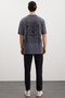 Claston Men's Crew Neck 100% Cotton Gray T-shirt with Print Detail - 6