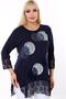 Round Neck Sleeve End and Lace Skirt Long Sleeve Comfortable and Loose Cut Stone Printed and Patterned Blouse on the Front