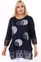 Round Neck Sleeve End and Lace Skirt Long Sleeve Comfortable and Loose Cut Stone Printed and Patterned Blouse on the Front - 2