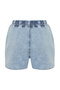 Light Blue Elastic Waist High Waist Denim Shorts TWOSS24SR00133 - 8