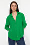 Yeşil Basic Oversize Geniş Kalıp Dokuma Gömlek TWOAW24GO00207